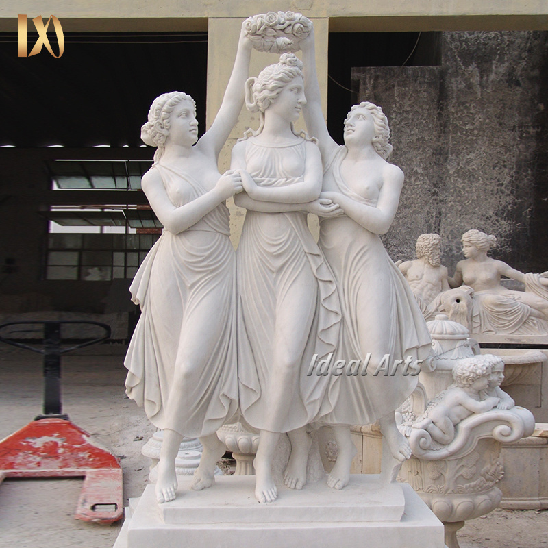 factory Outlet Classical Hand Carving Natural Stone the Three Graces Marble Statue