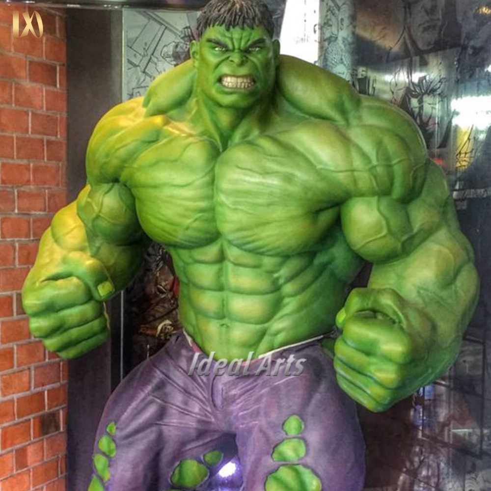 custom large outdoor life size fiberglass resin superhero anime hulk statue sculpture