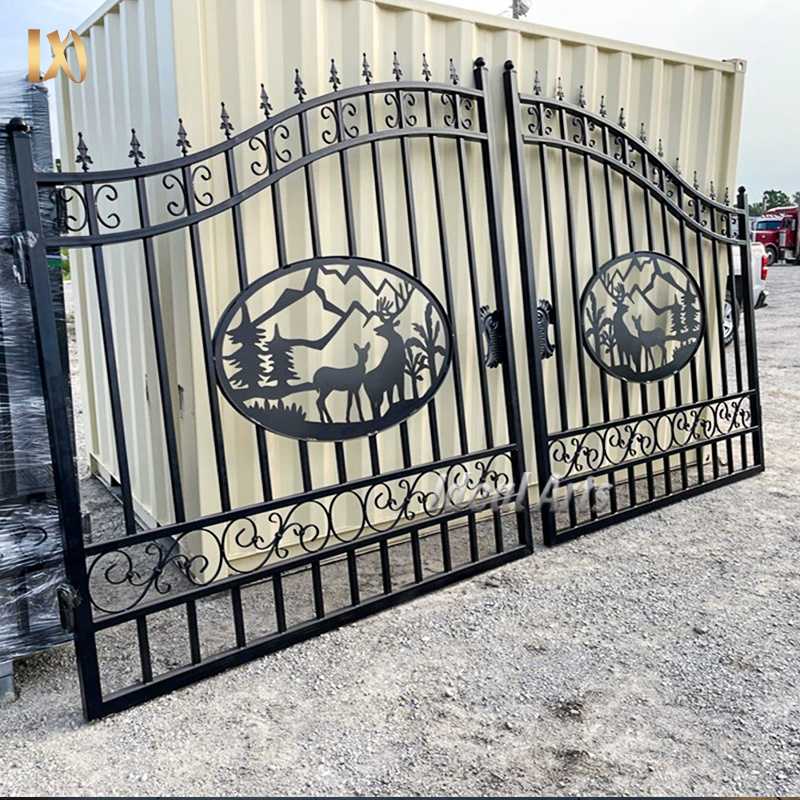 European style automatic modern antique metal house entrance front door wrought iron main gate designs for garden