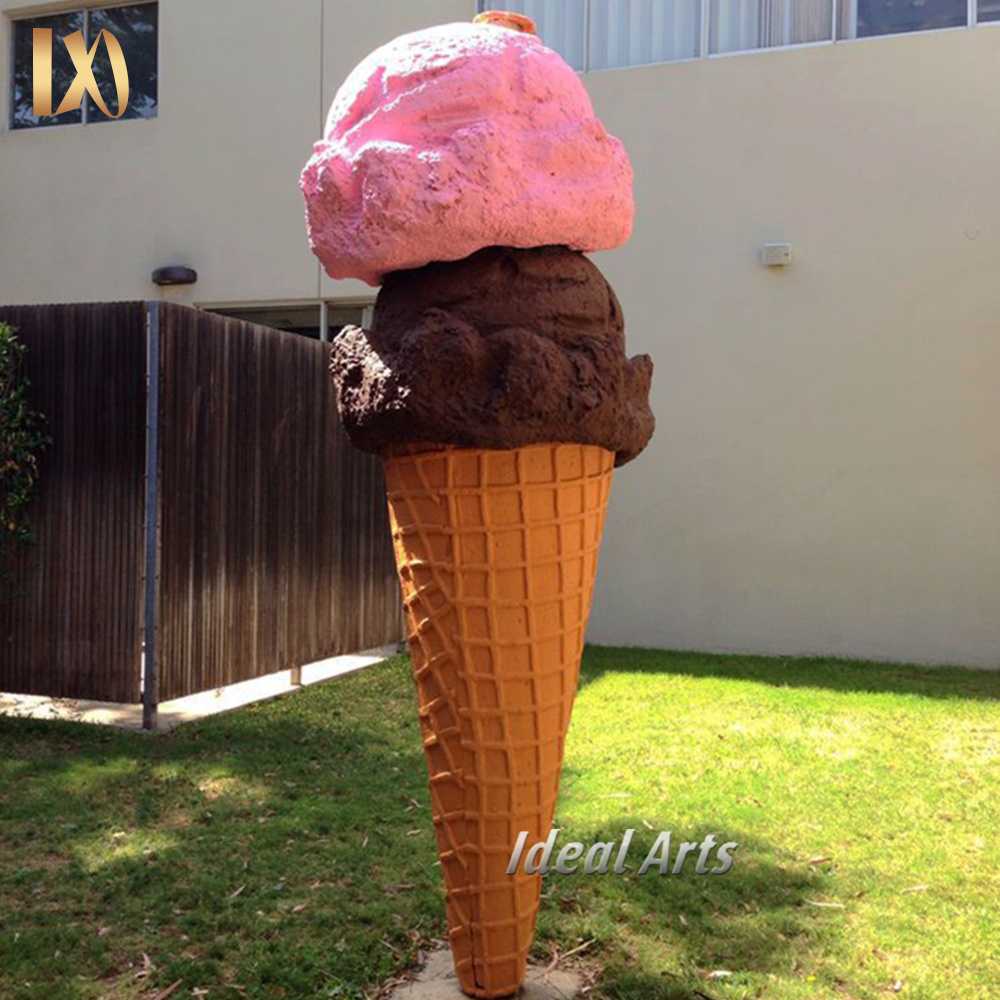 Large fiberglass ice cream cone statue for shop decoration