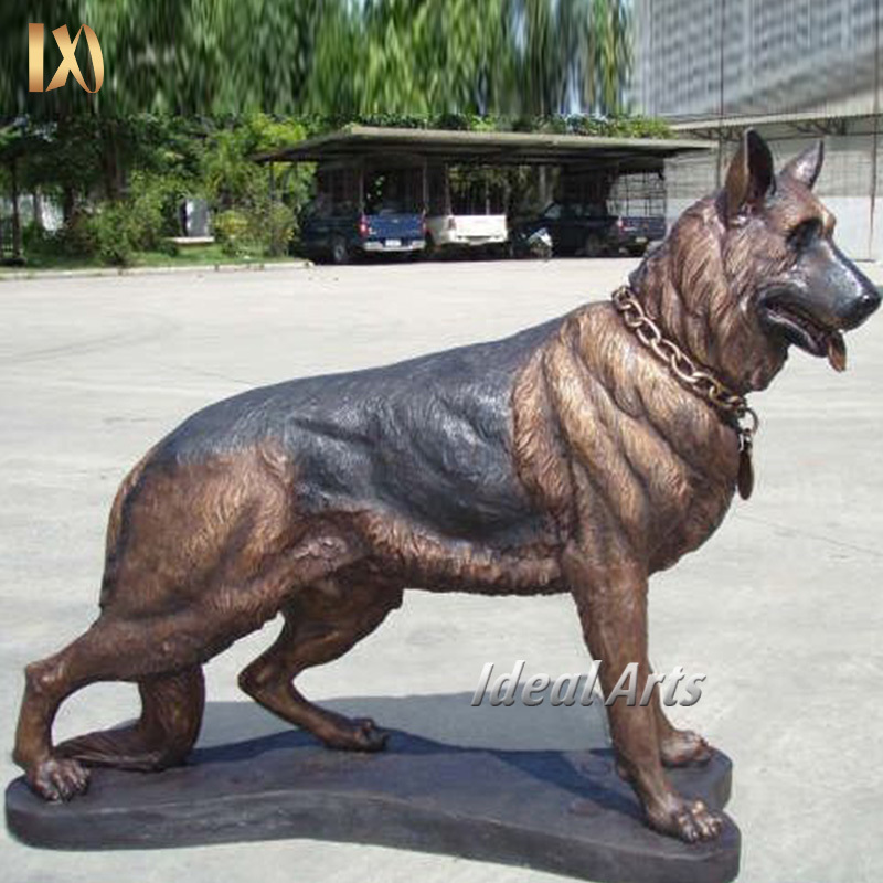 Ideal Arts Casting modern garden metal animal bronze dog sculpture german shepherd statue