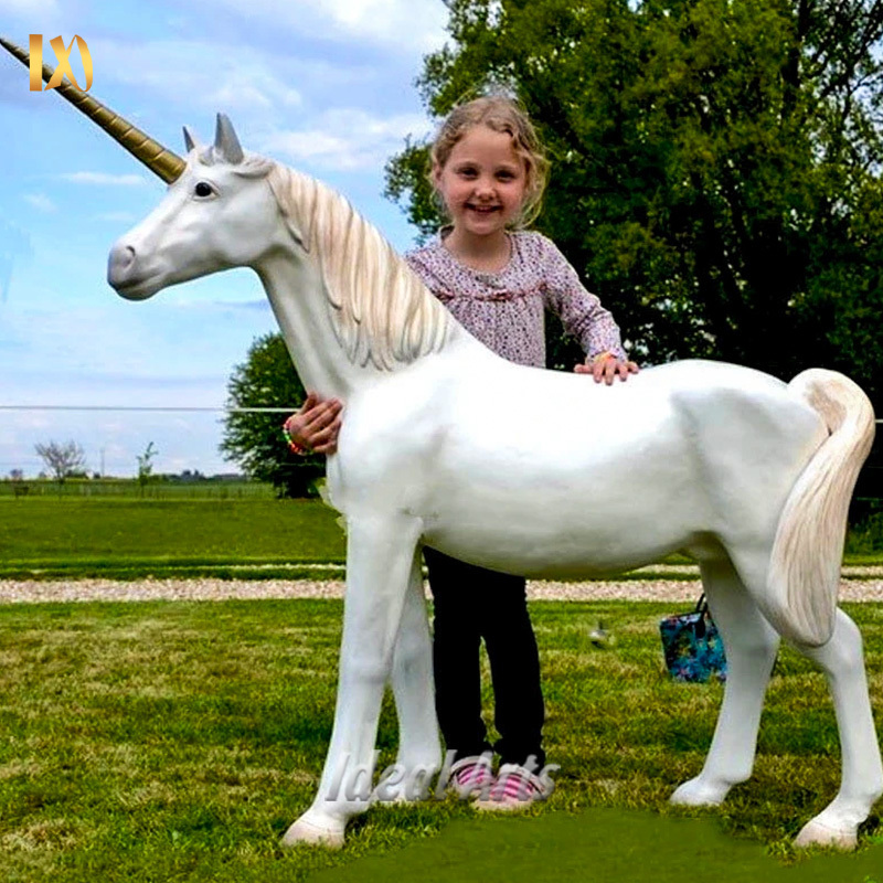 Custom modern garden resin fiberglass life size unicorn horse statues