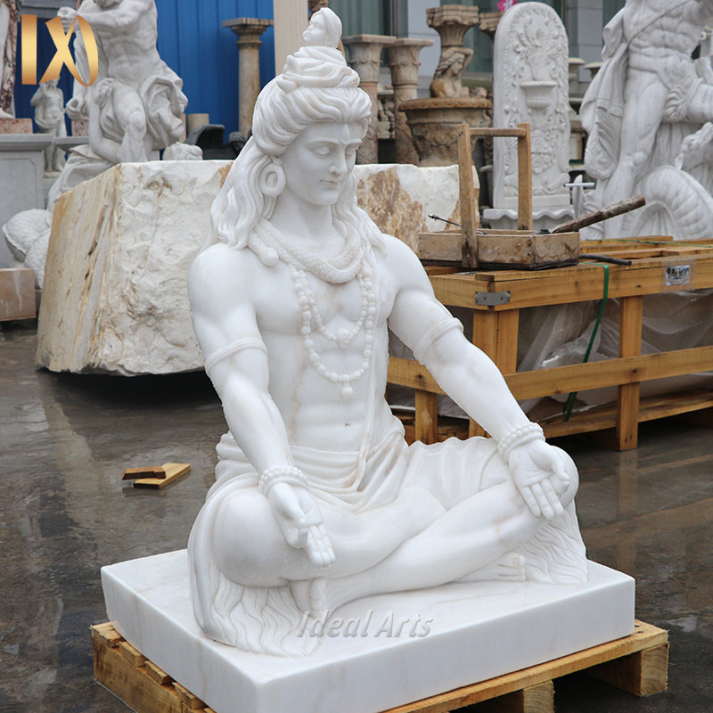 Outdoor Hand Carved white antique god shiva stone statue marble indian god statue of shiva