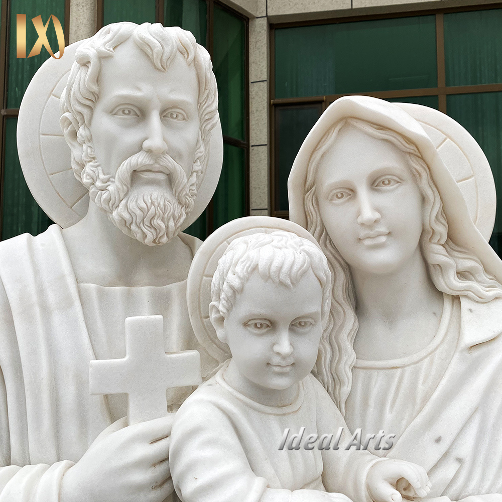 Ideal Arts marble holy family figurine religious statue catholic life size white marble virgin mary statue for sale