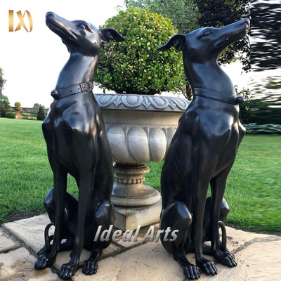 Ideal Art Modern Outdoor Garden Statue Decoration Bronze Greyhound Life Size Dog Statue Sculpture