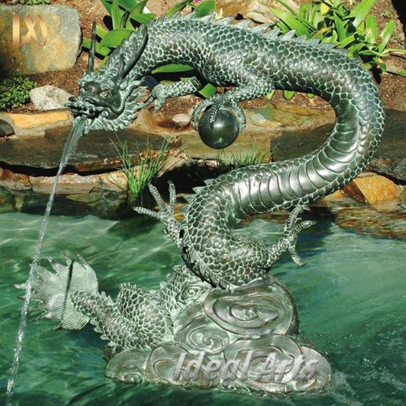 Outdoor Decoration Life Size Chinese Metal Bronze Dragon Statue Water Fountain