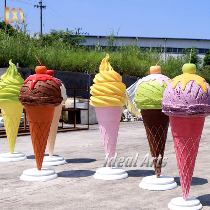 Large fiberglass ice cream cone statue for shop decoration