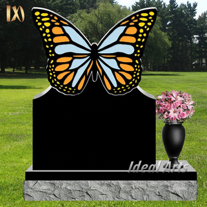 Ideal Arts Factory  cheap price butterfly headstones black granite headstones with butterflies