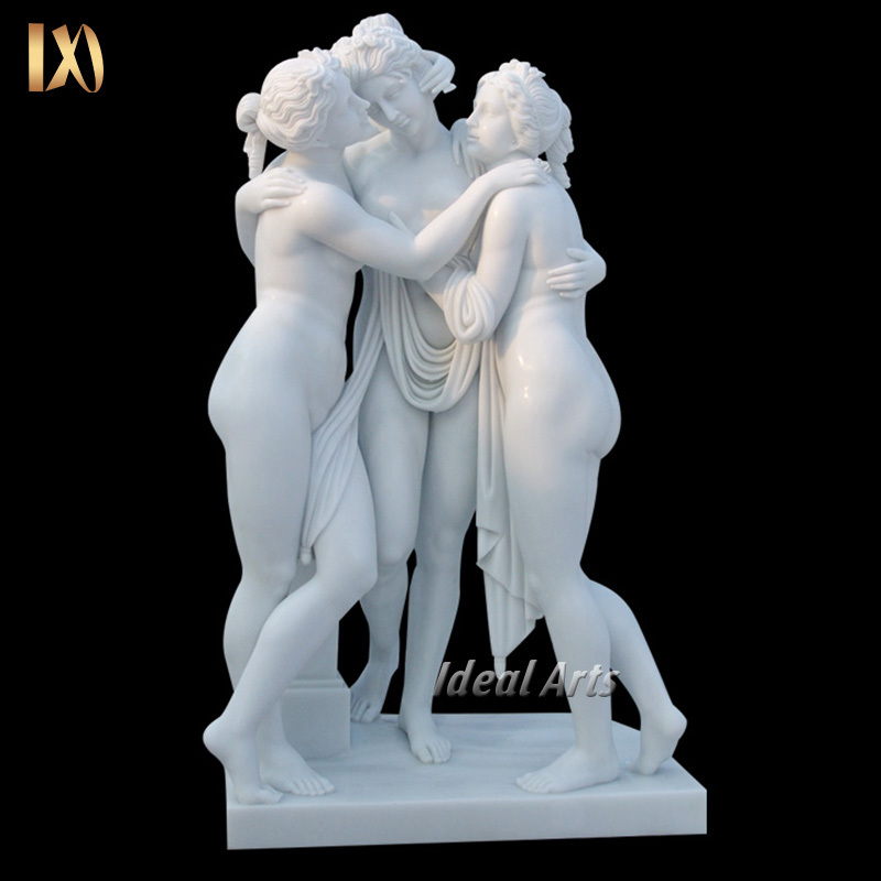 factory Outlet Classical Hand Carving Natural Stone the Three Graces Marble Statue