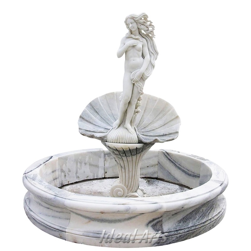 Outdoor life size white marble birth of nude venus garden statue sculpture water fountain