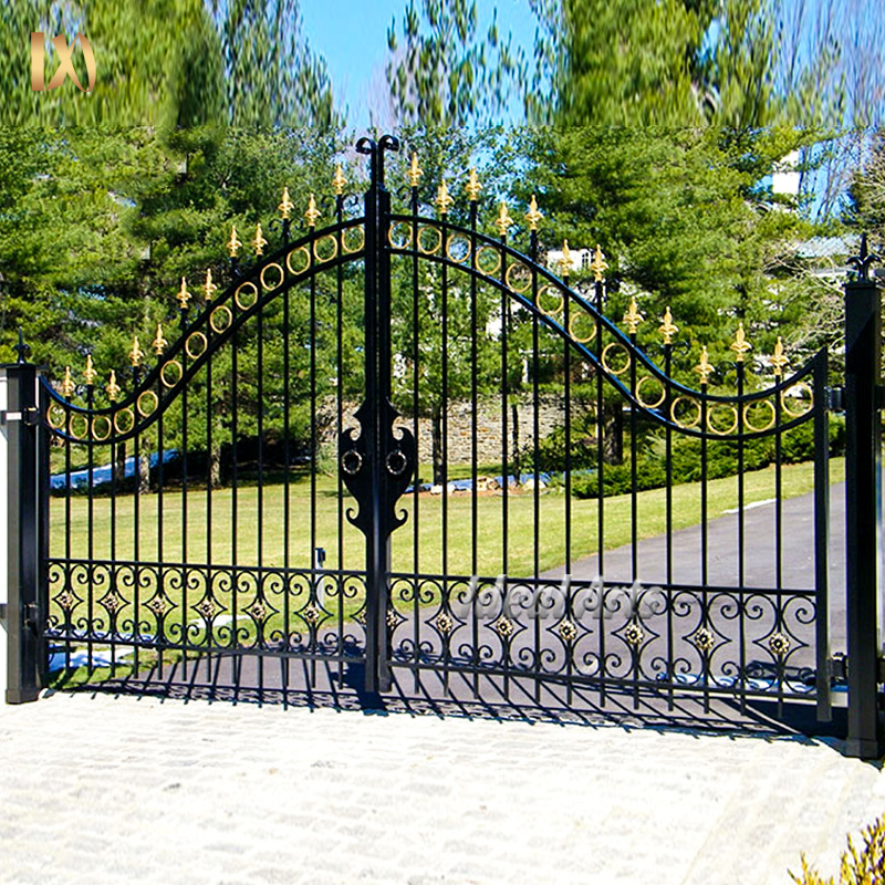 Simple modern house entrance front door automatic remote control wrought iron metal main gate designs