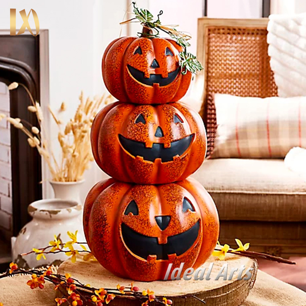 custom modern decorated halloween pumpkin resin statue sculpture