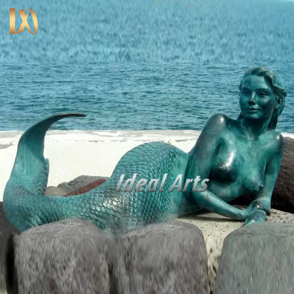 Life Size Cast Bronze Mermaid Statue for Outdoor Garden