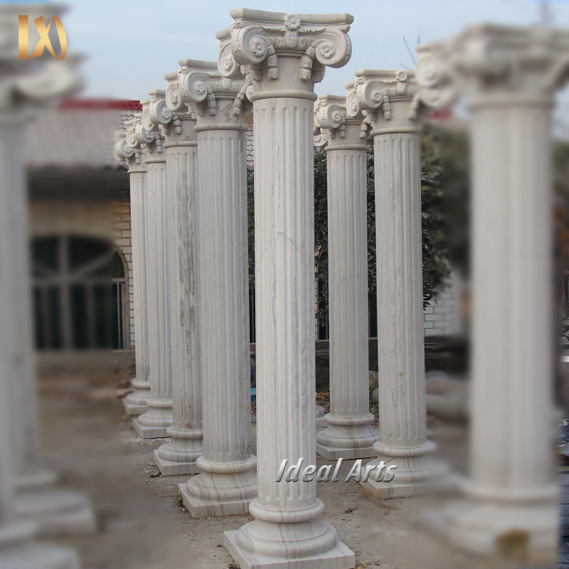 Factory Direct Sale Antique Style Hand Carved Natural Stone Custom Design Large Marble Column