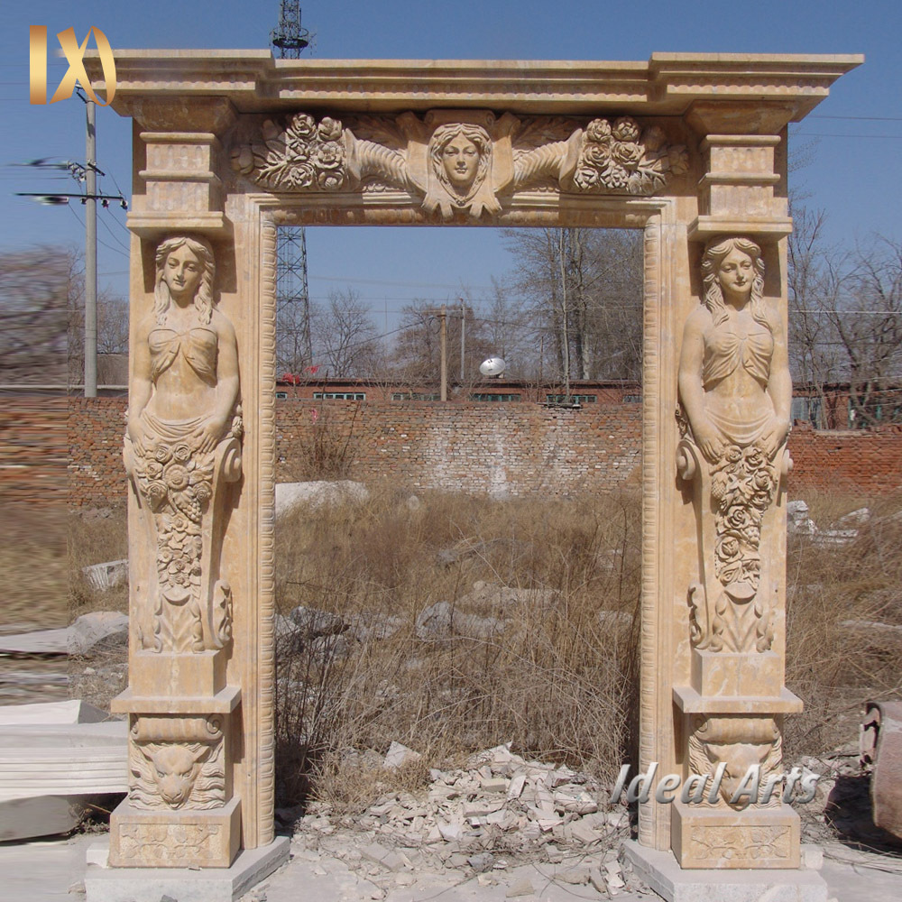 Ideal arts Luxury Decorative White Stone Carved Marble Arch Door Surround Frame