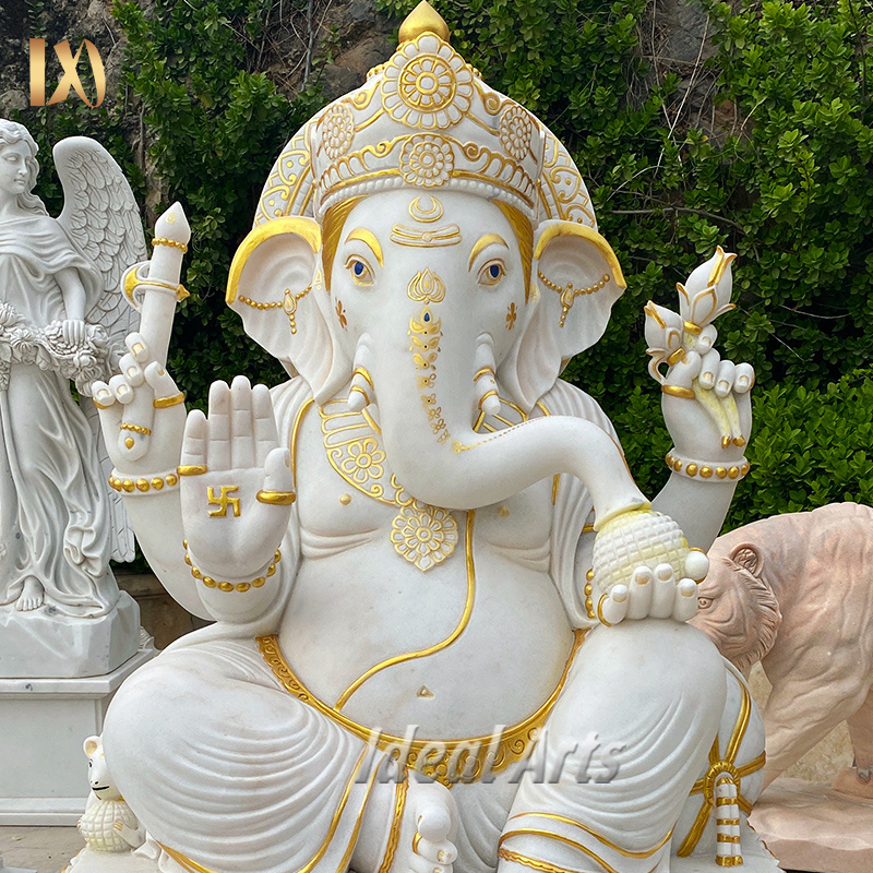 Large outdoor garden stone natural marble hindu god ganesh statue sculpture for sale