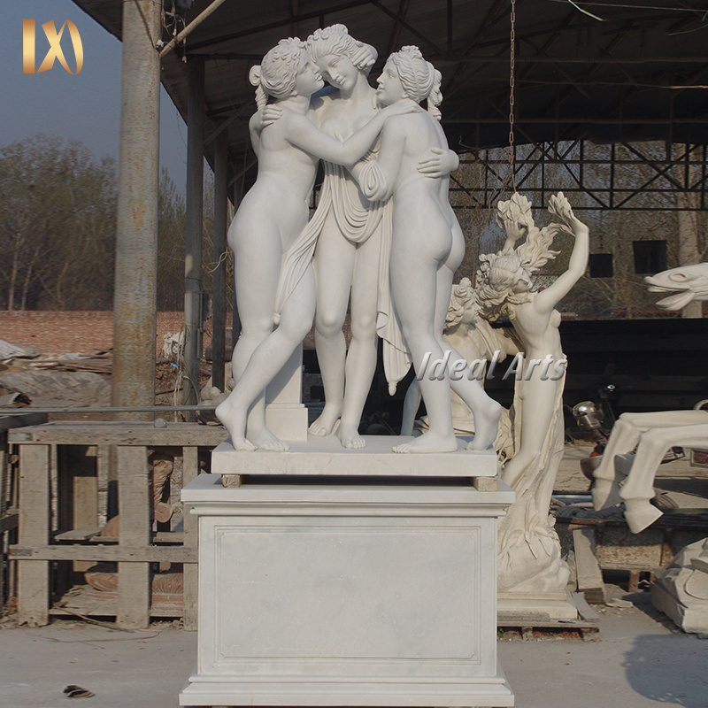 factory Outlet Classical Hand Carving Natural Stone the Three Graces Marble Statue