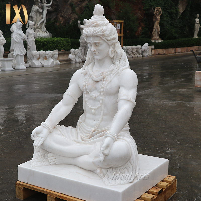 Outdoor Hand Carved white antique god shiva stone statue marble indian god statue of shiva