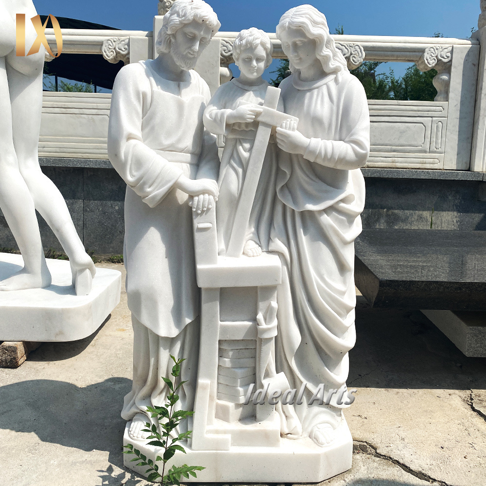 Ideal Arts marble holy family figurine religious statue catholic life size white marble virgin mary statue for sale