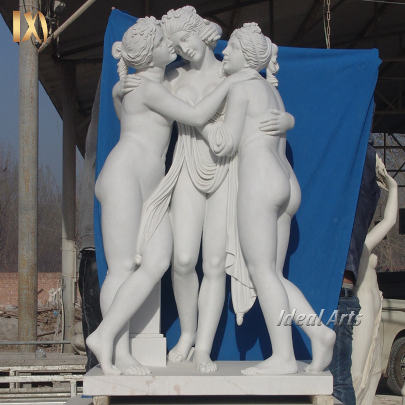 factory Outlet Classical Hand Carving Natural Stone the Three Graces Marble Statue