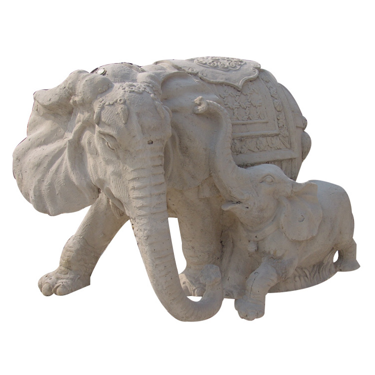 Hand carving white elephant statues