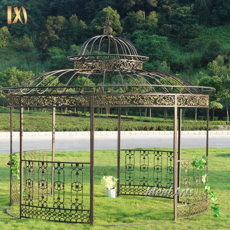 Decoration Outdoor Cast Metal Simple Garden White Wrought Iron Gazebo For Sale