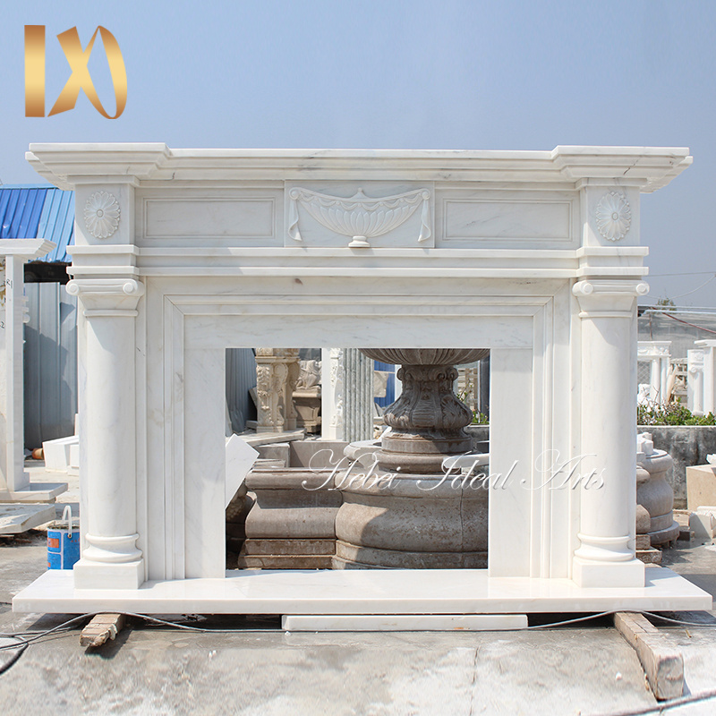 Freestanding wall decorative natural quartz stone veneer fireplace