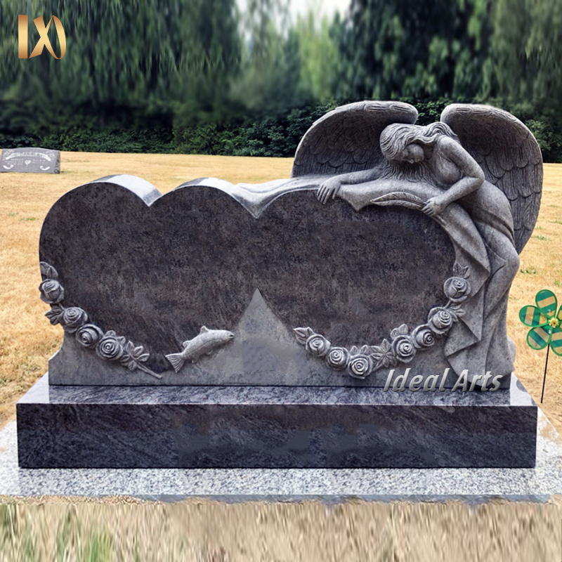 Ideal Arts good quality kids tombstone angels tomb stone headstone double hearts grave headstones