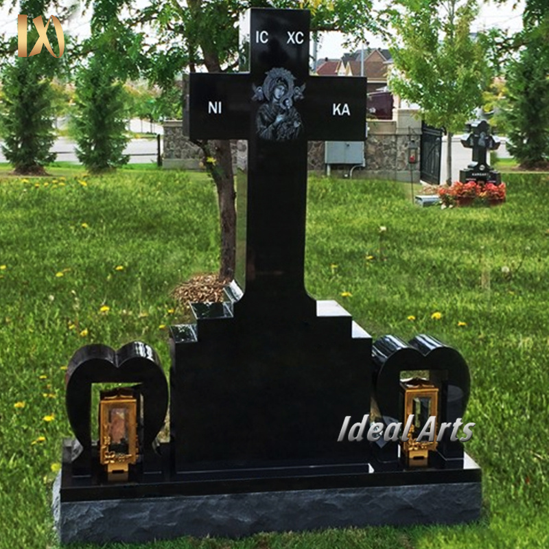 western style modern cemetery granite cross headstones and monuments for graves