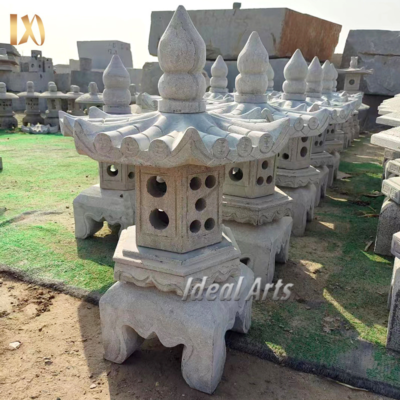 Outdoor Yard Decoration Marble Pagoda Lamp Japanese Granite Stone Lantern Garden