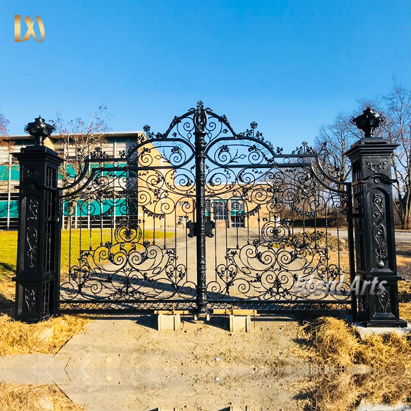 European style automatic modern antique metal house entrance front door wrought iron main gate designs for garden