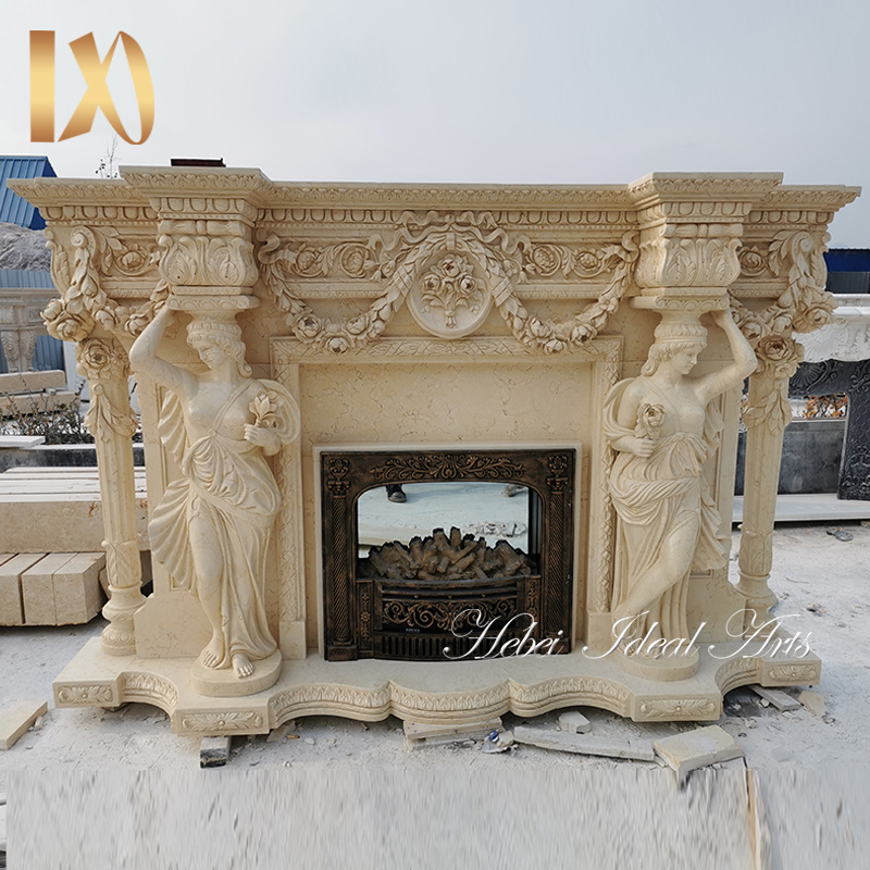 Freestanding wall decorative natural quartz stone veneer fireplace