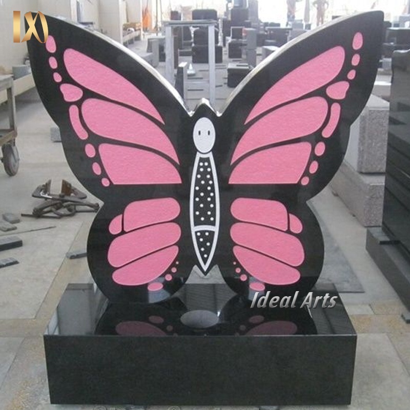 Ideal Arts Factory  cheap price butterfly headstones black granite headstones with butterflies