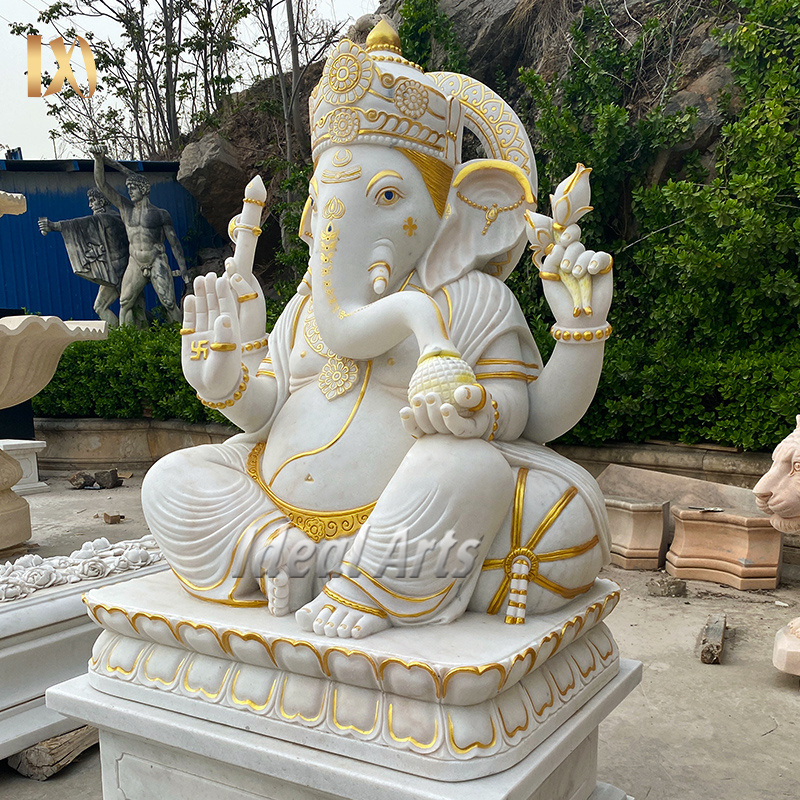 Large outdoor garden stone natural marble hindu god ganesh statue sculpture for sale