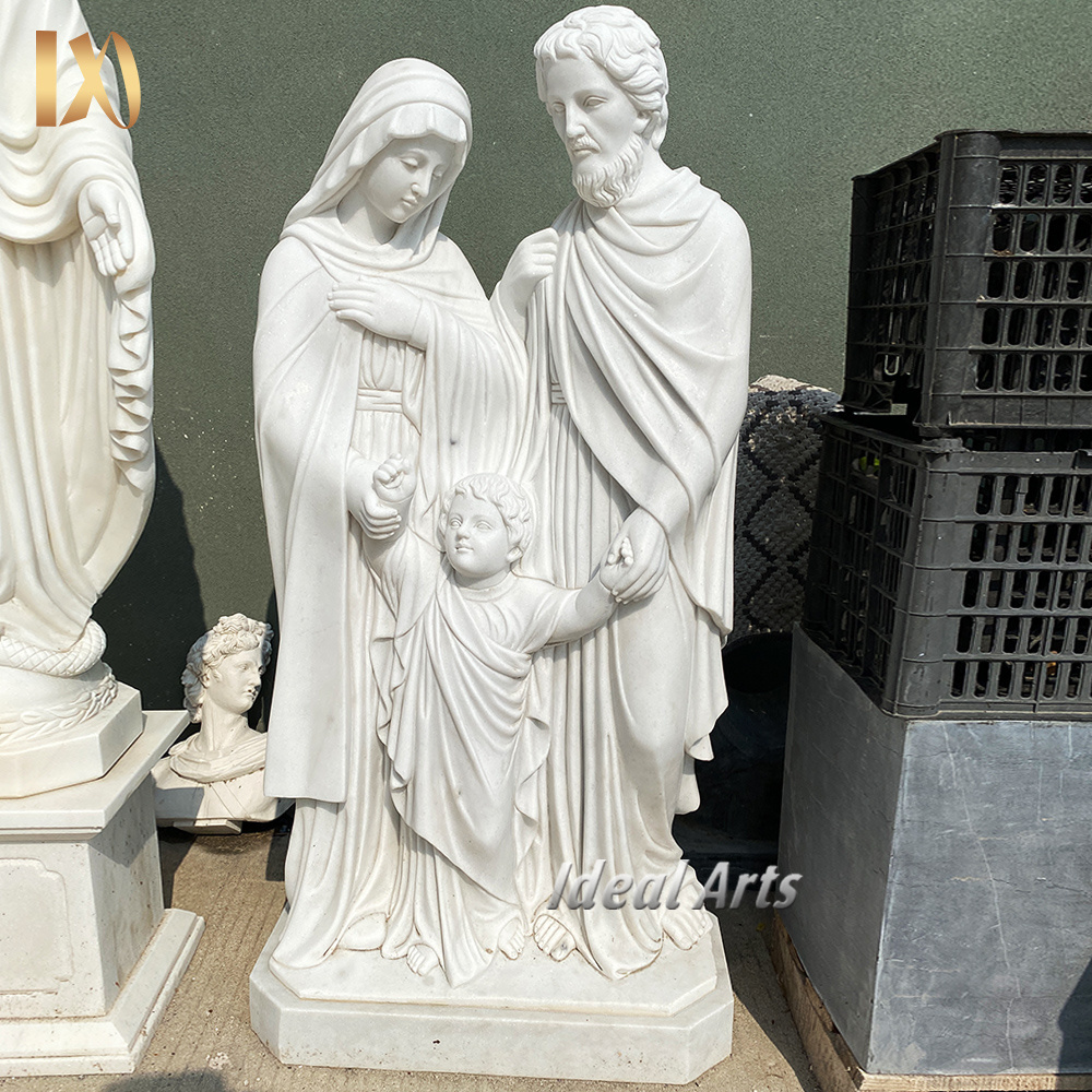 Ideal Arts marble holy family figurine religious statue catholic life size white marble virgin mary statue for sale