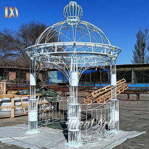 Decoration Outdoor Cast Metal Simple Garden White Wrought Iron Gazebo For Sale