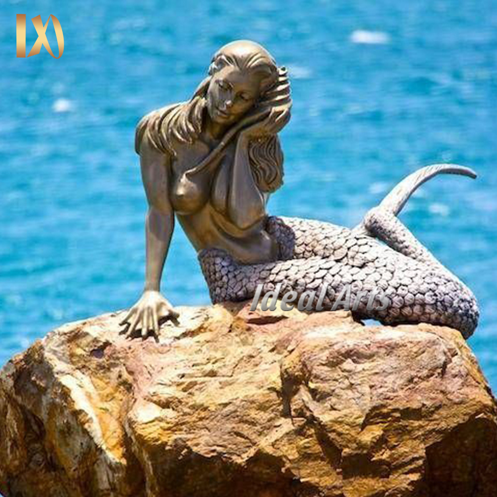 Life Size Cast Bronze Mermaid Statue for Outdoor Garden