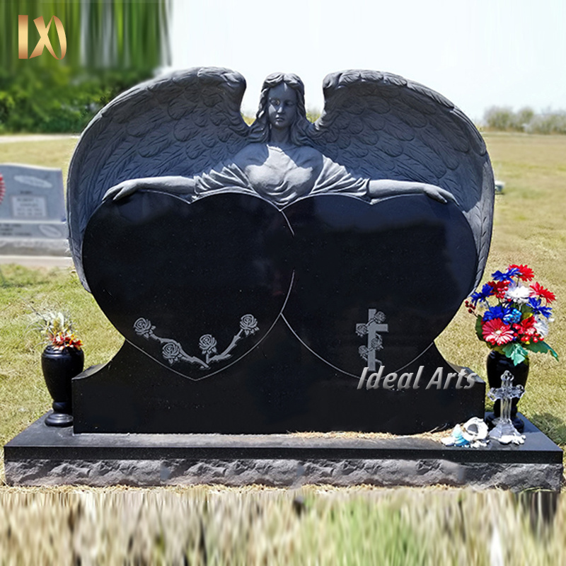 Ideal Arts good quality kids tombstone angels tomb stone headstone double hearts grave headstones