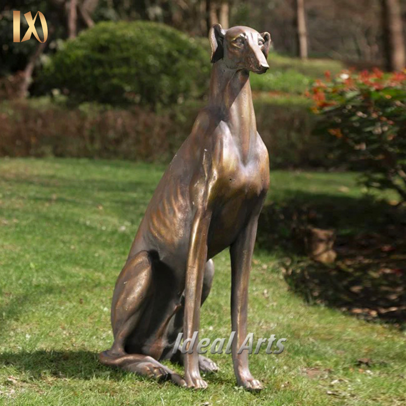 Ideal Art Modern Outdoor Garden Statue Decoration Bronze Greyhound Life Size Dog Statue Sculpture