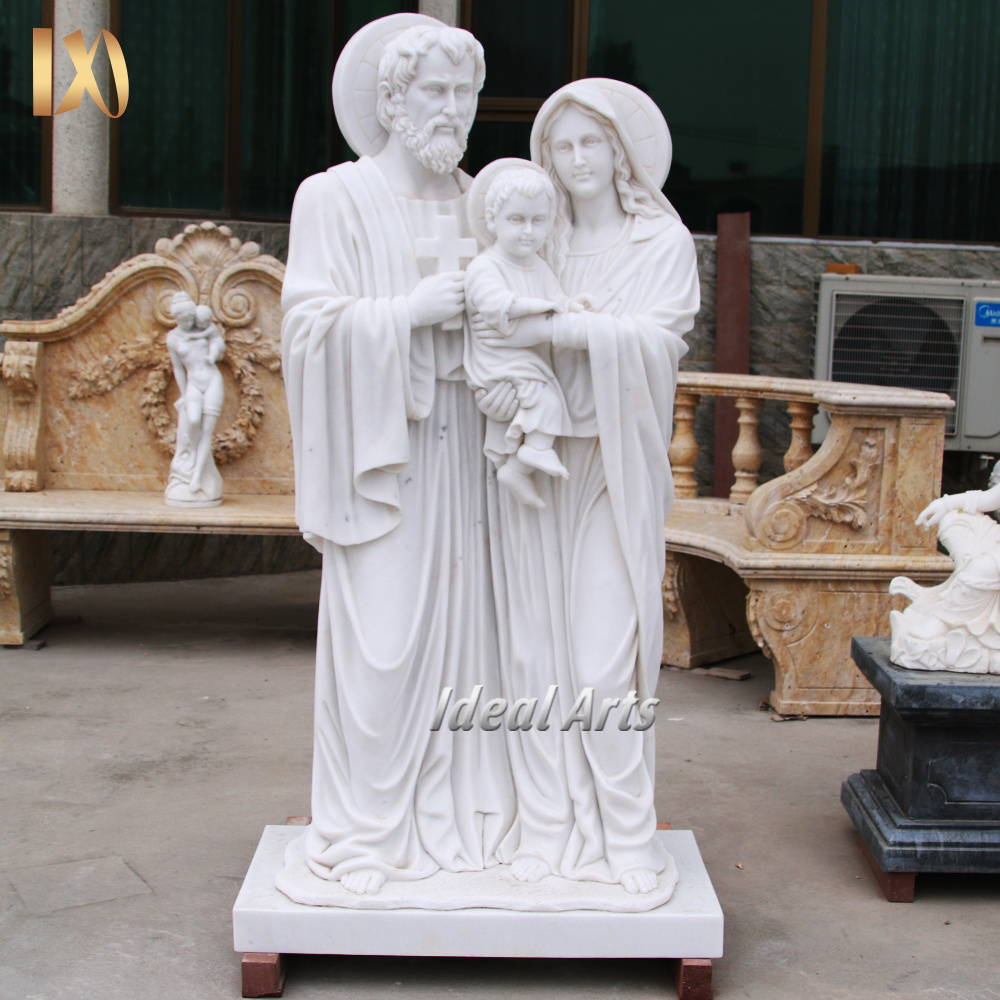 Ideal Arts marble holy family figurine religious statue catholic life size white marble virgin mary statue for sale