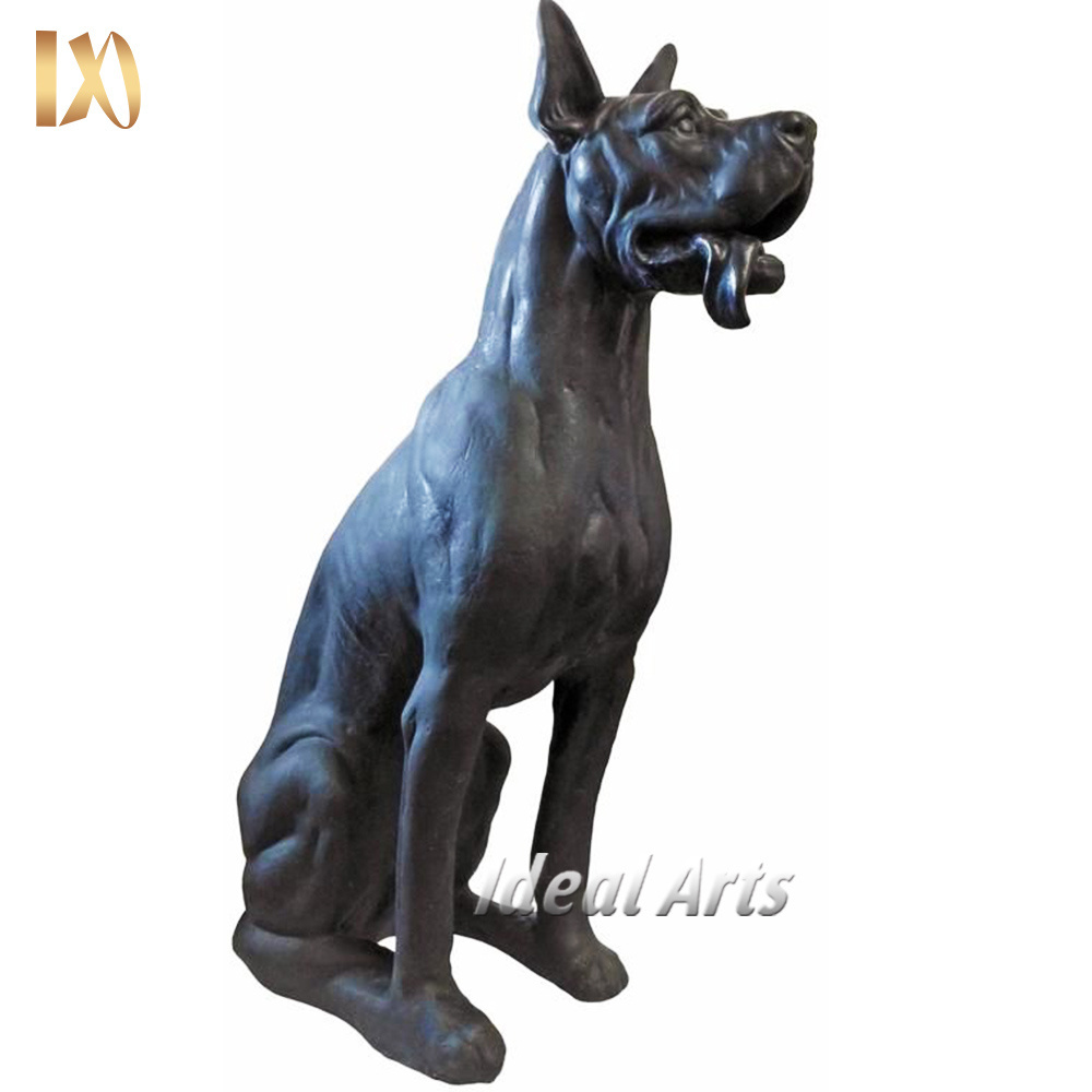 Ideal Arts Custom outdoor garden dog metal sculptures life size bronze great dane dog statue