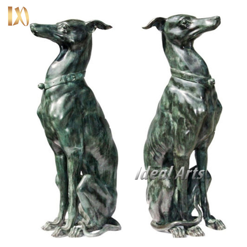 Ideal Art Modern Outdoor Garden Statue Decoration Bronze Greyhound Life Size Dog Statue Sculpture