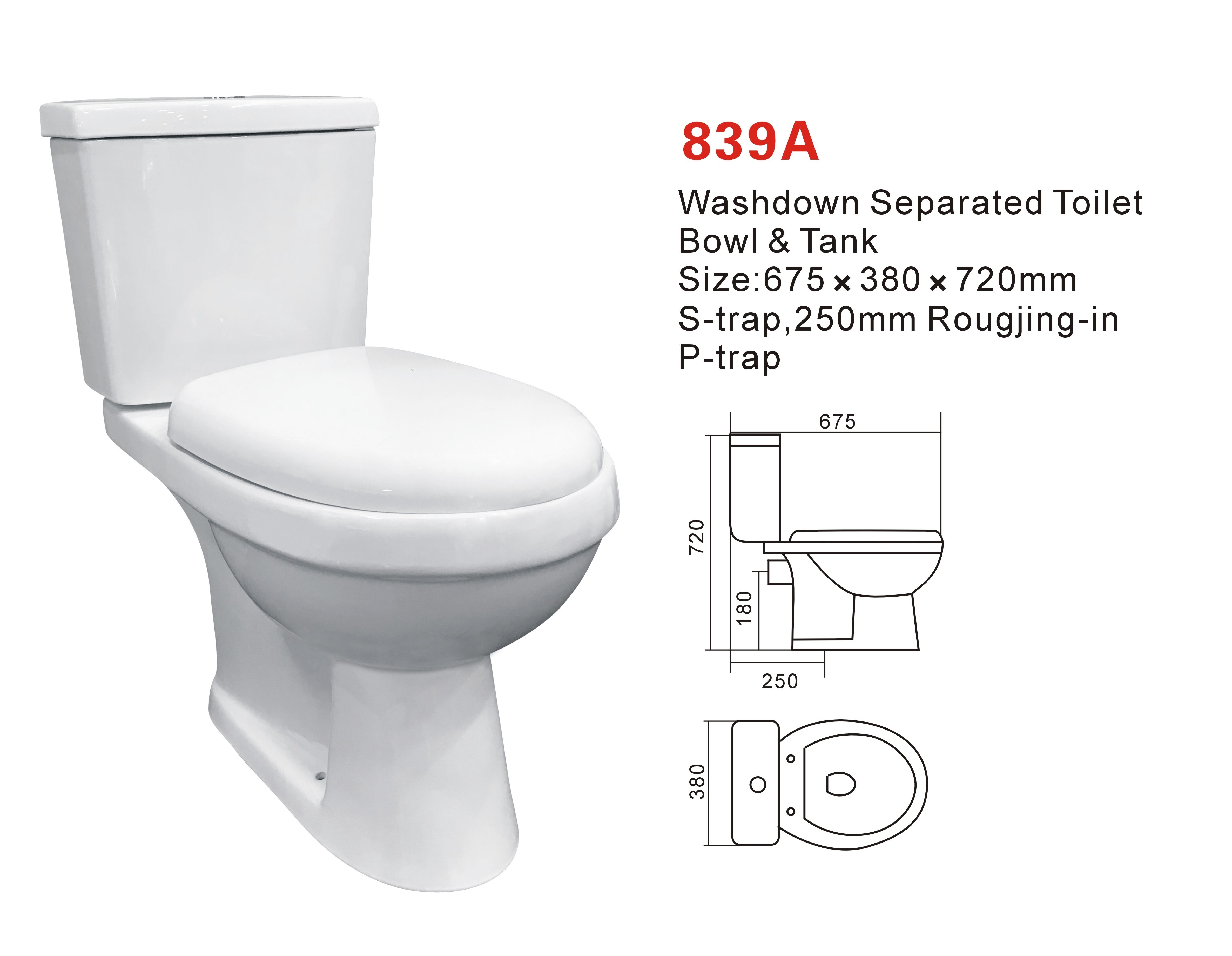 African Market Promotion Cheapest Twyford WC Sanitary Ware Washdown Two Piece Toilet