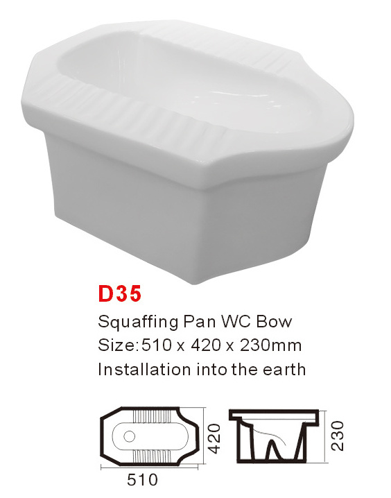 ceramic wc squatting pan cheap Thiailand squat pan with platform bathroom squat toilet bowl sanitary ware