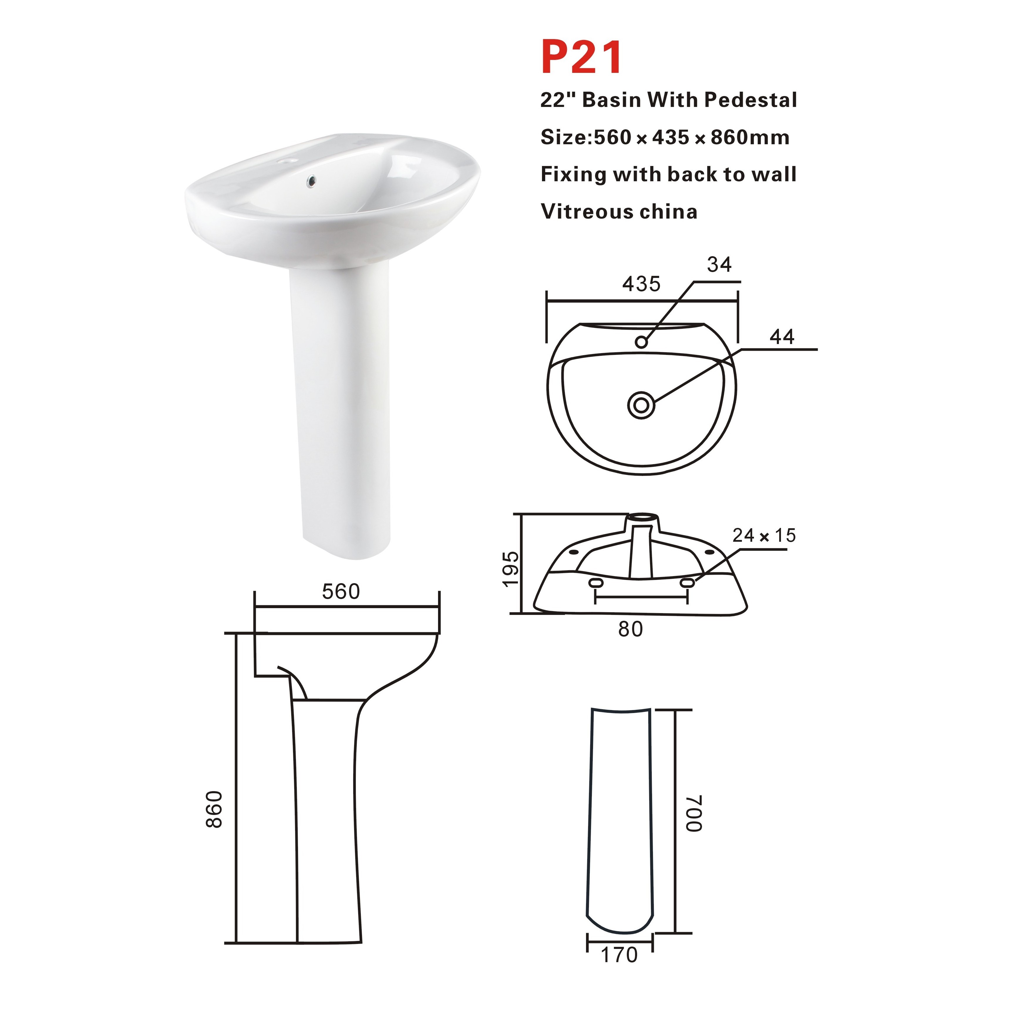 ACQUA hot model ceramic washdown p trap two piece toilet with pedestal basin