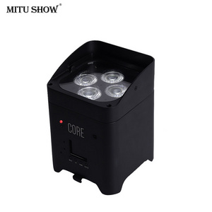 MITUSHOW 4 Led Dmx Wireless Battery Powered Led Par Light with Ios Android WIFI for Wedding 80 RGBWA UV 6 in 1 4 Hours 5 Hours