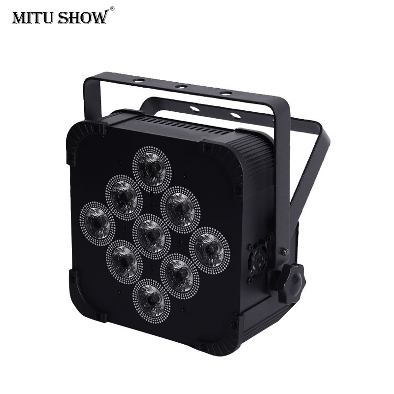 MITUSHOW High Brightness 9-Inch LED Par Light DMX Wireless Battery Stage Lights with Remote Control 18W Highlight Genre