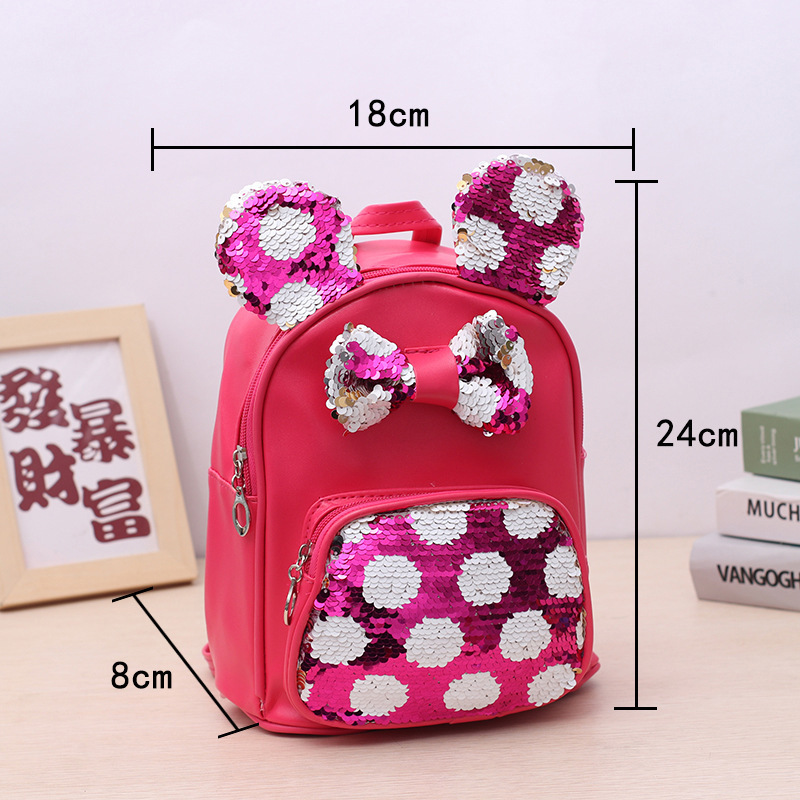 Children's sequin backpack cartoon cute bunny ears kindergarten backpack