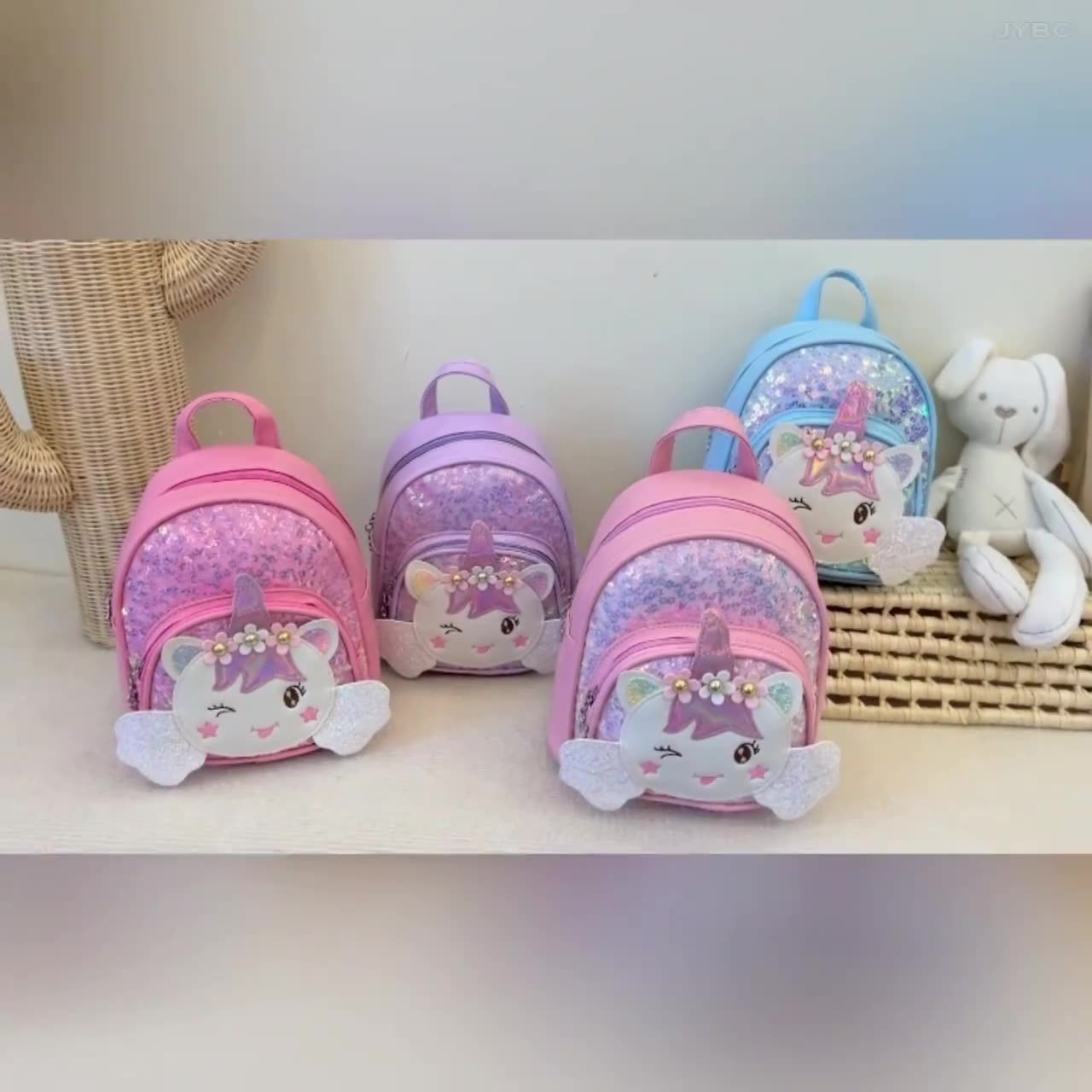 Kids Cartoon School Bags Custom Children's Bookbags sequin Fashion for Teen Girl PU Cat Backpack