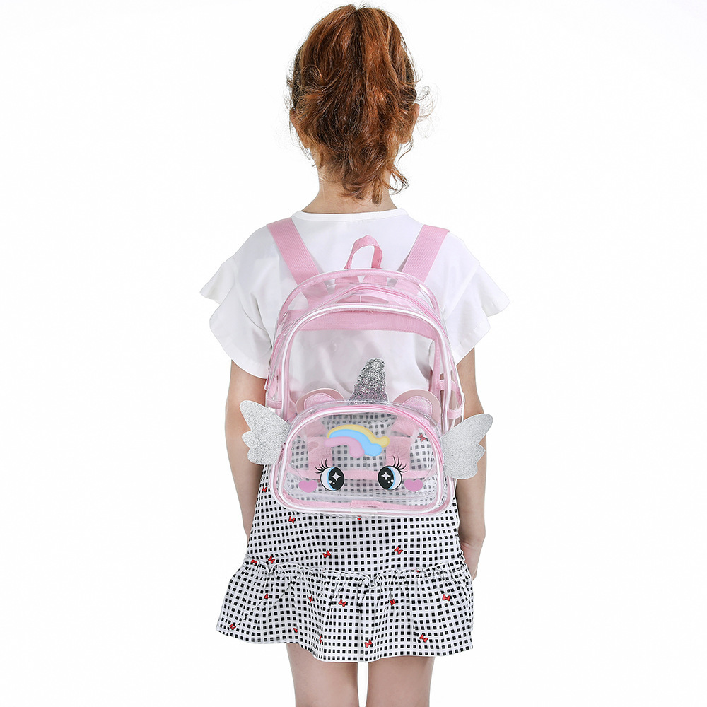 Transparent PVC Kids Backpack Stadium Approved Mini Cute Clear School Bag Big Eyes Unicorn Waterproof Backpack